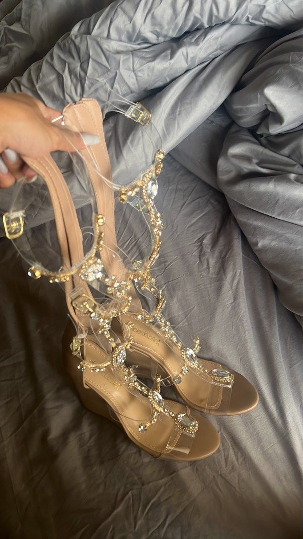 Yulanda jeweled hotsell gladiator wedge