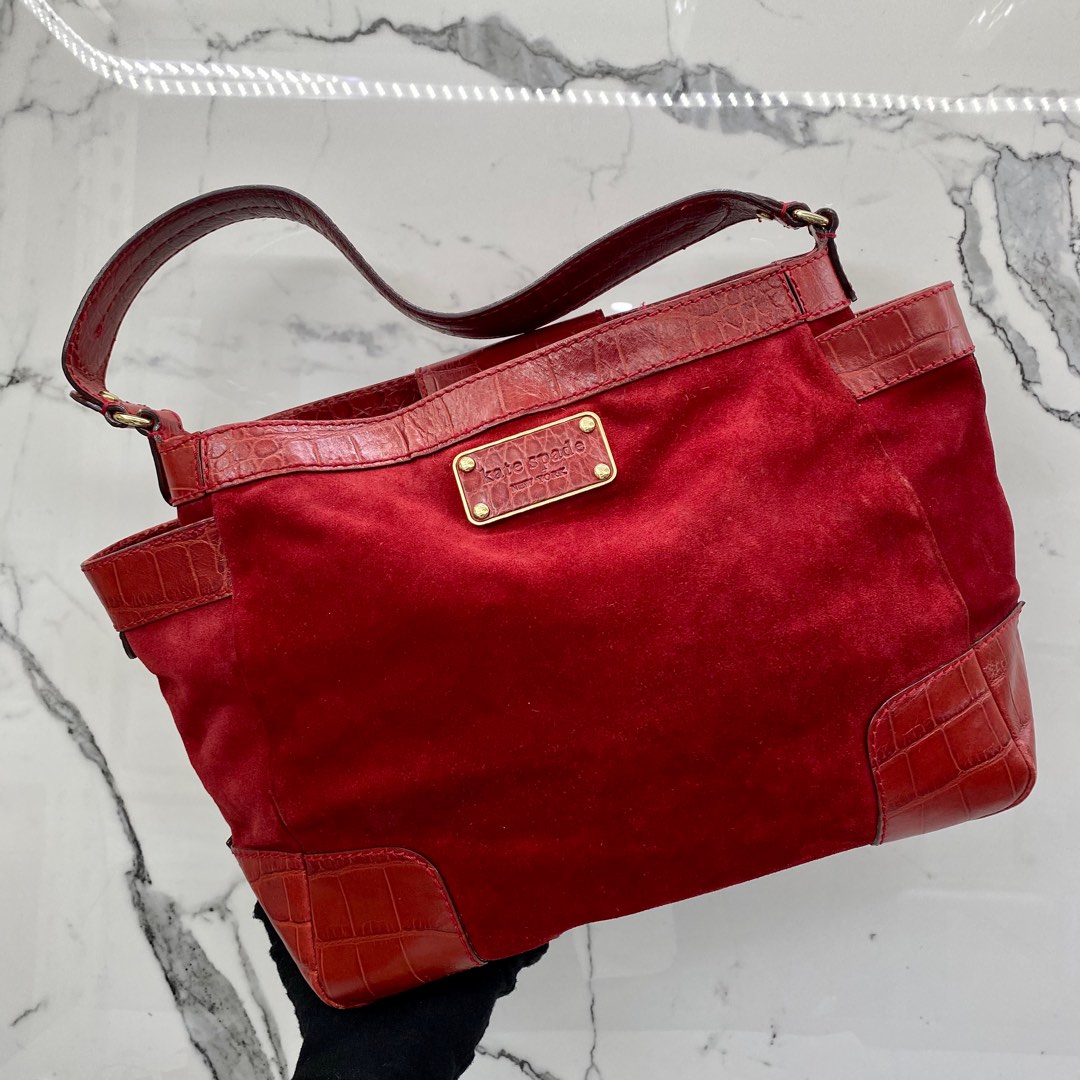 Kate spade best sale red suede handbag