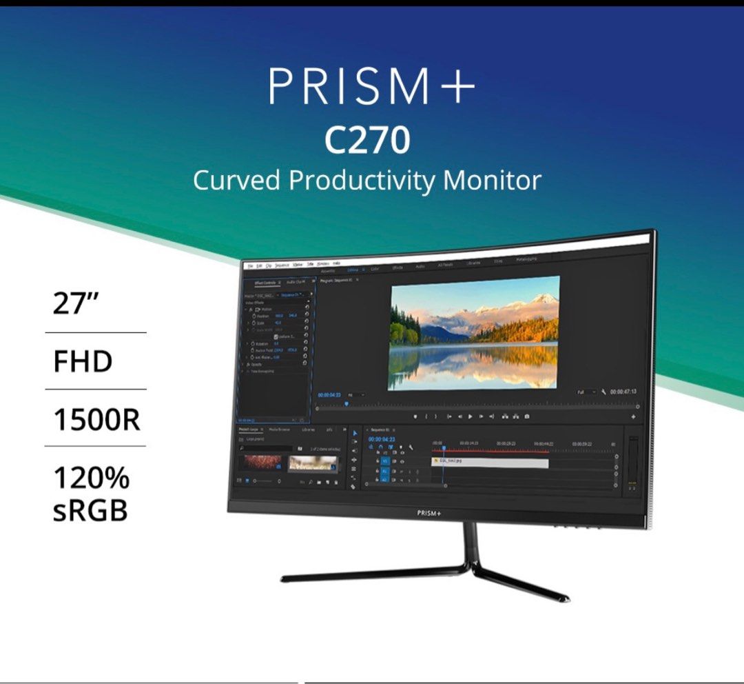 PRISM+ C270 27inch FHD 75Hz Curved Monitor, Computers & Tech, Parts
