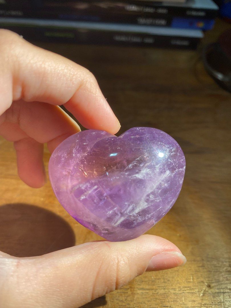 purple amethyst heart with citrine inclusion Women s Fashion