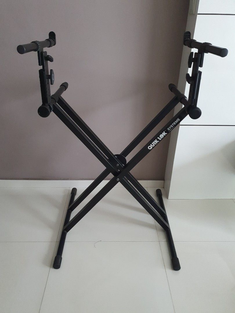 Quiklok Double brace heavy duty 2 tier keyboard stand, Hobbies & Toys