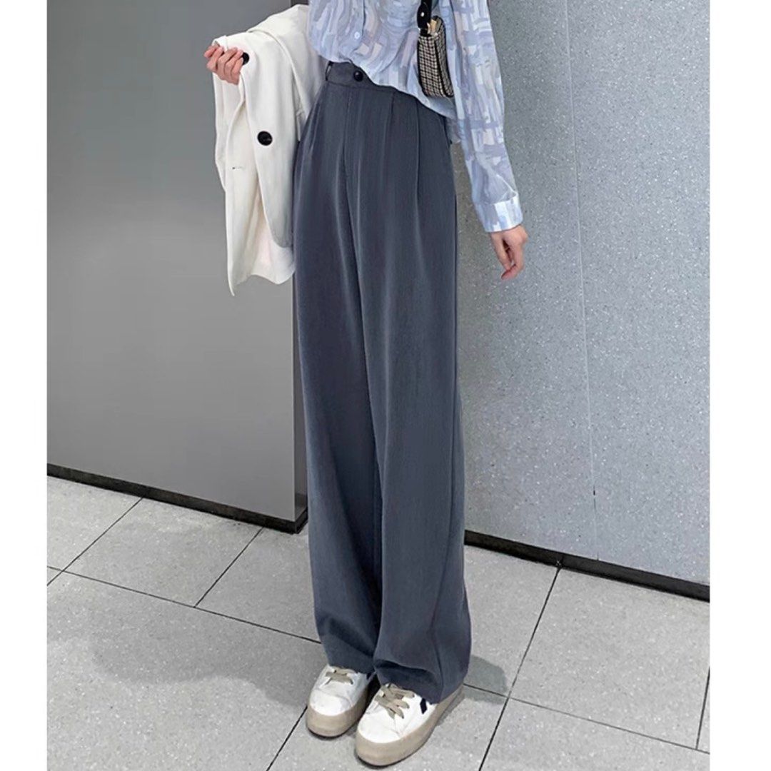 READY STOCK] Korean style high waist straight loose office formal pants  trousers women's fashion, Women's Fashion, Bottoms, Jeans & Leggings on  Carousell