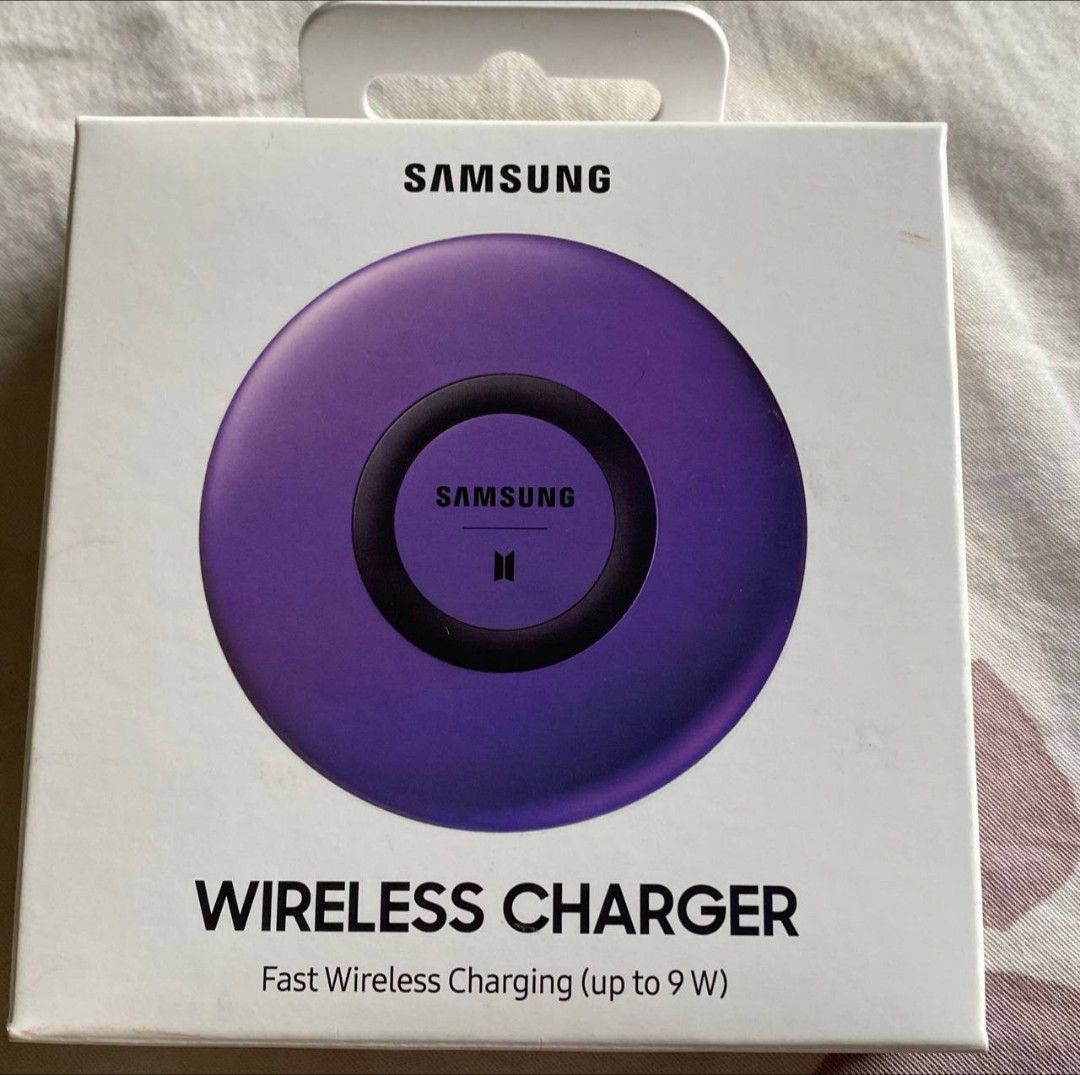 Samsung x BTS Wireless Charger Plate (Category: Chargers & Cables) located in Quezon City. Submitted by maidenveil613 (Listing ID 1195658459, Image 1). Description: original and brand new official merch, came with my order of bts galaxy buds in 2020. not a fan of wireless charging so did not use. unsealed since i have to regularly check on item you may also checkout this item in sh0p33: https://shp. ee/qvqgduw.