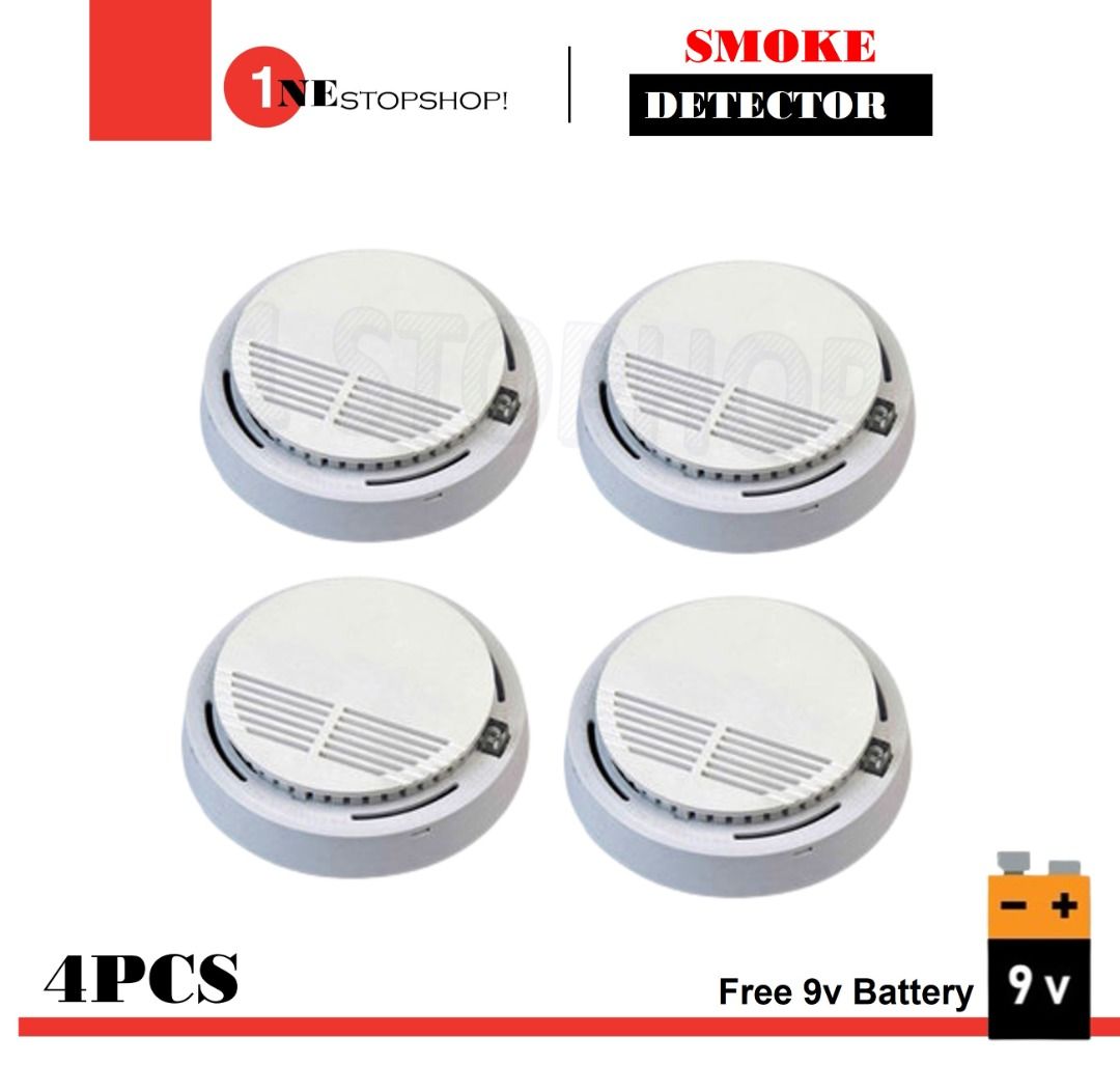 Smoke detector Fire alarm, Smoke Detector Wireless with free 9v battery