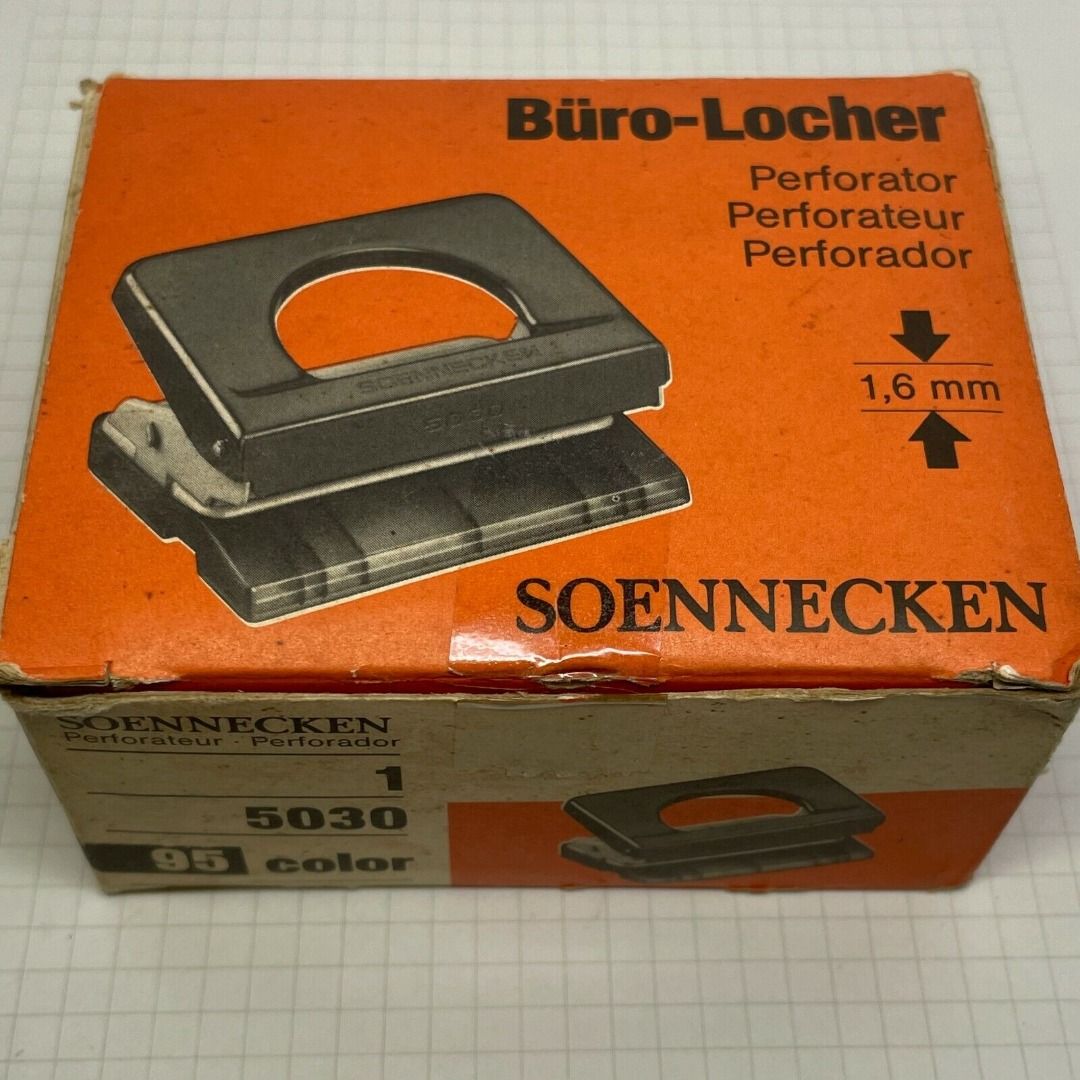 e SOENNECKEN Hole Puncher Metal Construction Made in Germany New