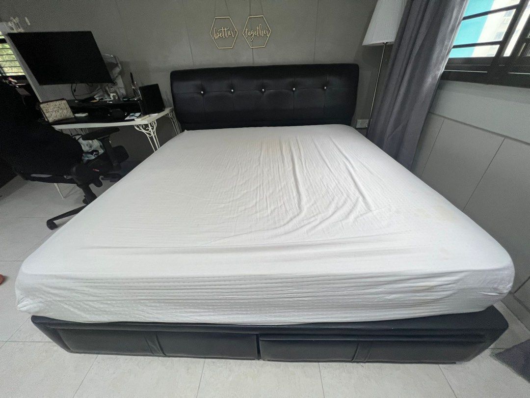 Storage king size bed and mattress, Furniture & Home Living, Furniture