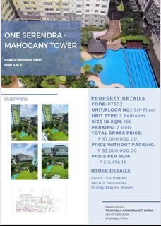 PRICE REDUCTION!! Three Bedroom Unit in One Serendra BGC - Bonifacio Global City The Fort - by Ayala Land Premier
