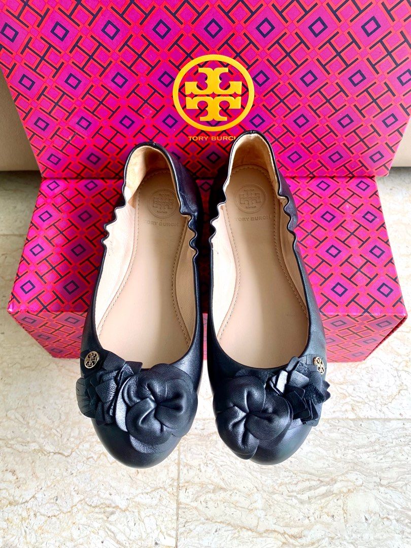 Tory Burch Blossom Ballet Flats, Nappa Leather, Sz 5 , Black, Authentic,  Women's Fashion, Footwear, Flats on Carousell