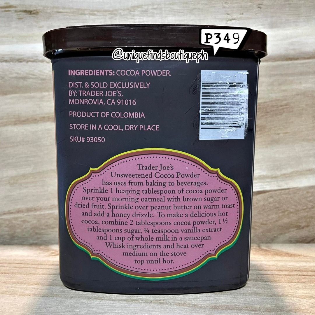Trader Joe's Unsweetened Cocoa Powder 255g sugar free Diabetic