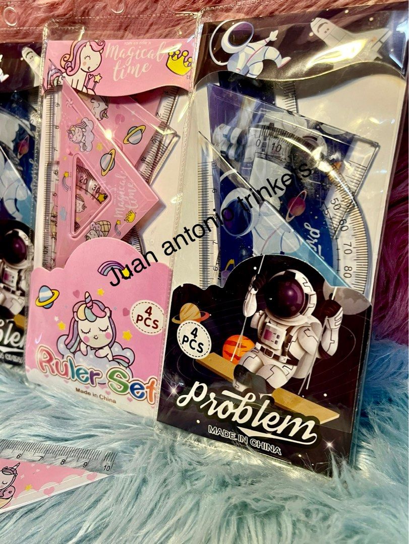 Unicorn Astronaut Ruler Set (Category: Stationery & School Supplies) located in Taguig. Submitted by unoragasa (Listing ID 1195608561, Image 2). Description: Unicorn Astronaut Ruler Set Packaging size: 8x18cm/4pcs/set 1pc 15cm Straight ruler 1pc 60 Degree square Ruler 1pc 45 Degree square ruler 1pc 180 Angle protractor Material: Plastic ₱50.00 📩DM Juan Ntonio Trinkets Online Shop.