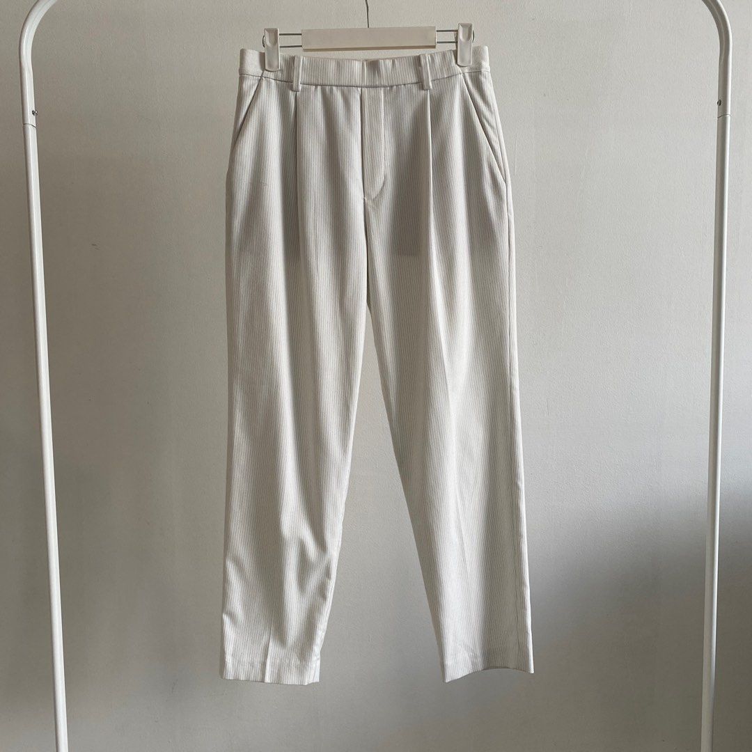 Uniqlo striped ezy ankle pants grey, Women's Fashion, Bottoms, Other  Bottoms on Carousell
