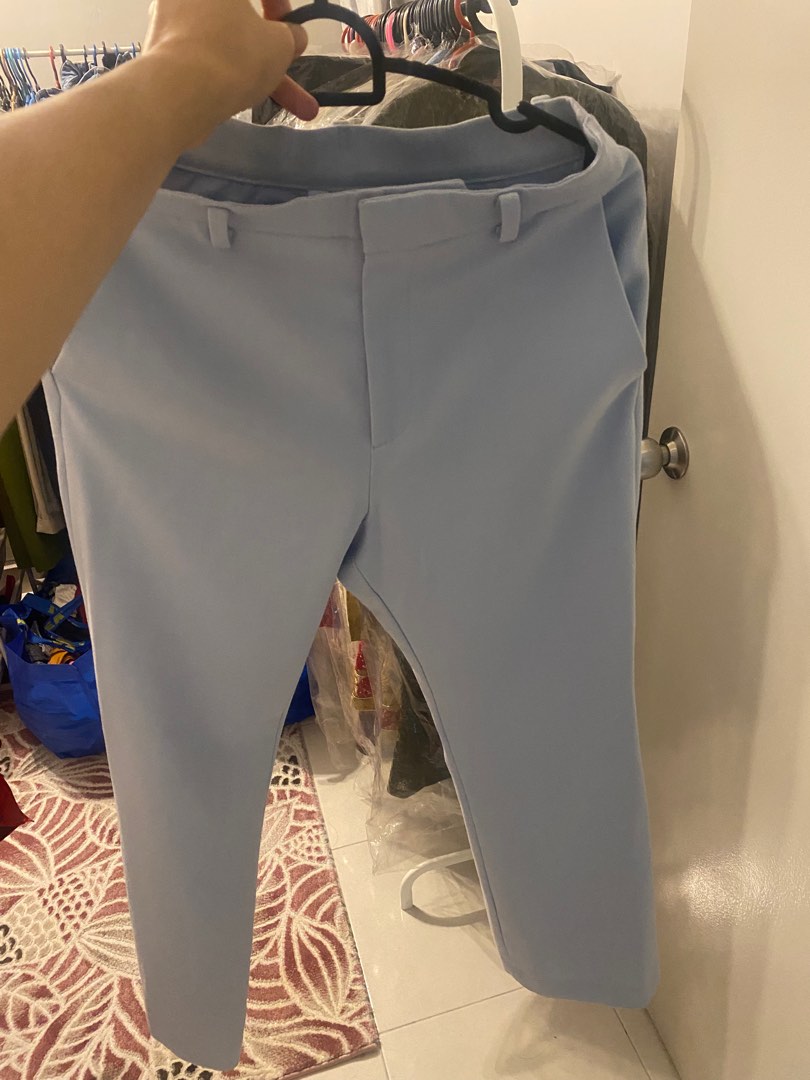 Uniqlo smart ezy flare pants in baby blue, Women's Fashion, Bottoms, Other Bottoms on Carousell