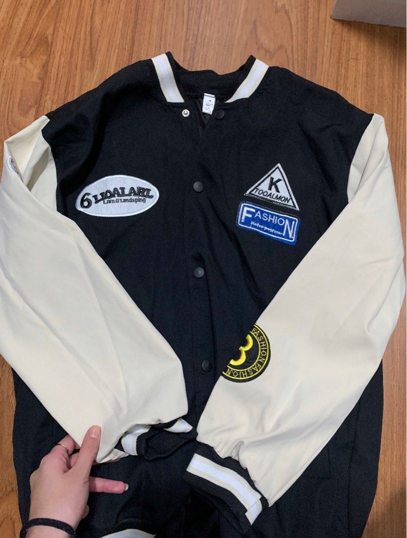 Varsity jacket black and white, Women's Fashion, Coats, Jackets and