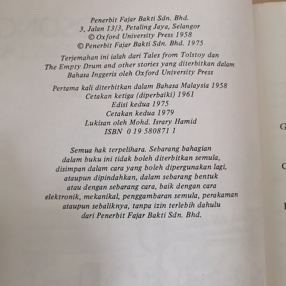 (Vintage Bahasa Book) Gendang Kosong dan Dongeng2 LainLeo Tolstoy