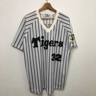 New Mizuno Retro Japan Hanshin Tigers Fan Club Baseball Knit Jersey White Yellow SS-S