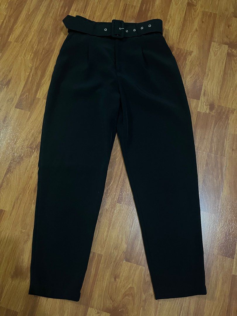 Zara Dupe Black Belted Pants