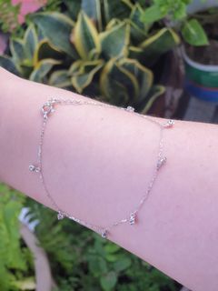 0.5 carat Diamond, 18k White Gold station bracelet W/FREE white gold chain 18" necklace