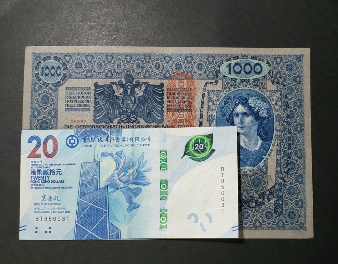 奧地利老紙大棉胎) 1902年奥地利1000克朗全新直版超過120年歷史, 興趣及遊戲, 收藏品及紀念品, 錢幣- Carousell