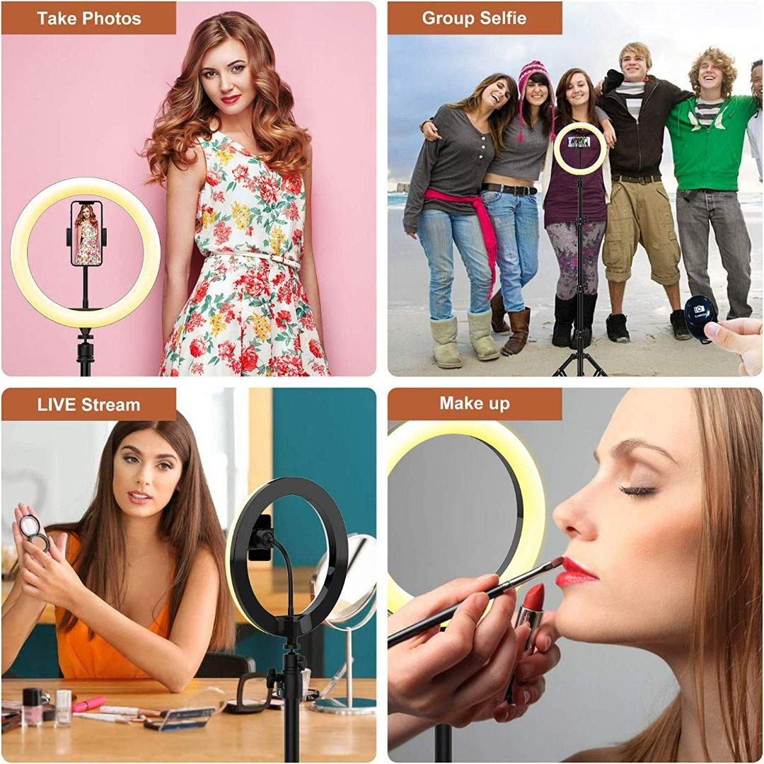 2021) Zuukoo LED Ring Light Tripod with Remote Control, 10 Inch Selfie ...