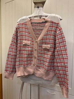 粉紅小香風針織上衣 外套