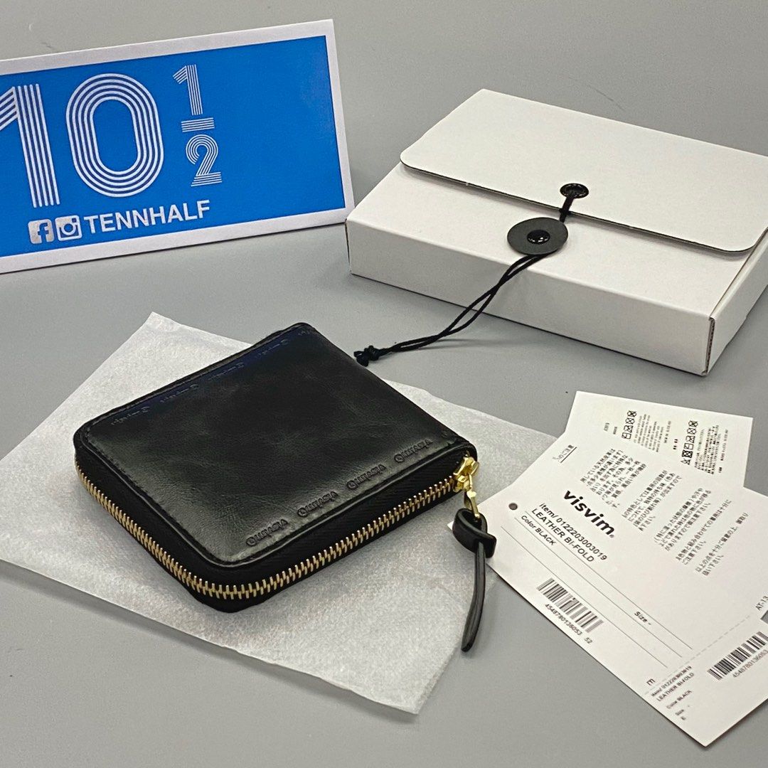 🆕 全新Visvim Leather Bi-Fold Zip Wallet Black 黑色真皮銀包