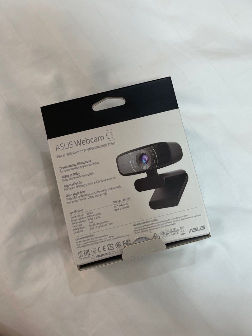 [FREE SHIPPING] ASUS Webcam C3 1080p (Category: Webcams) located in Calamba. Submitted by a.slvdr (Listing ID 1200281384, Image 3). Description: ASUS Webcam C3 Full HD webcam with beamforming microphone 1080p at 30fps Adjustable clip Wide angle lens USB 2.0 connection type Brand new with receipt & warranty.