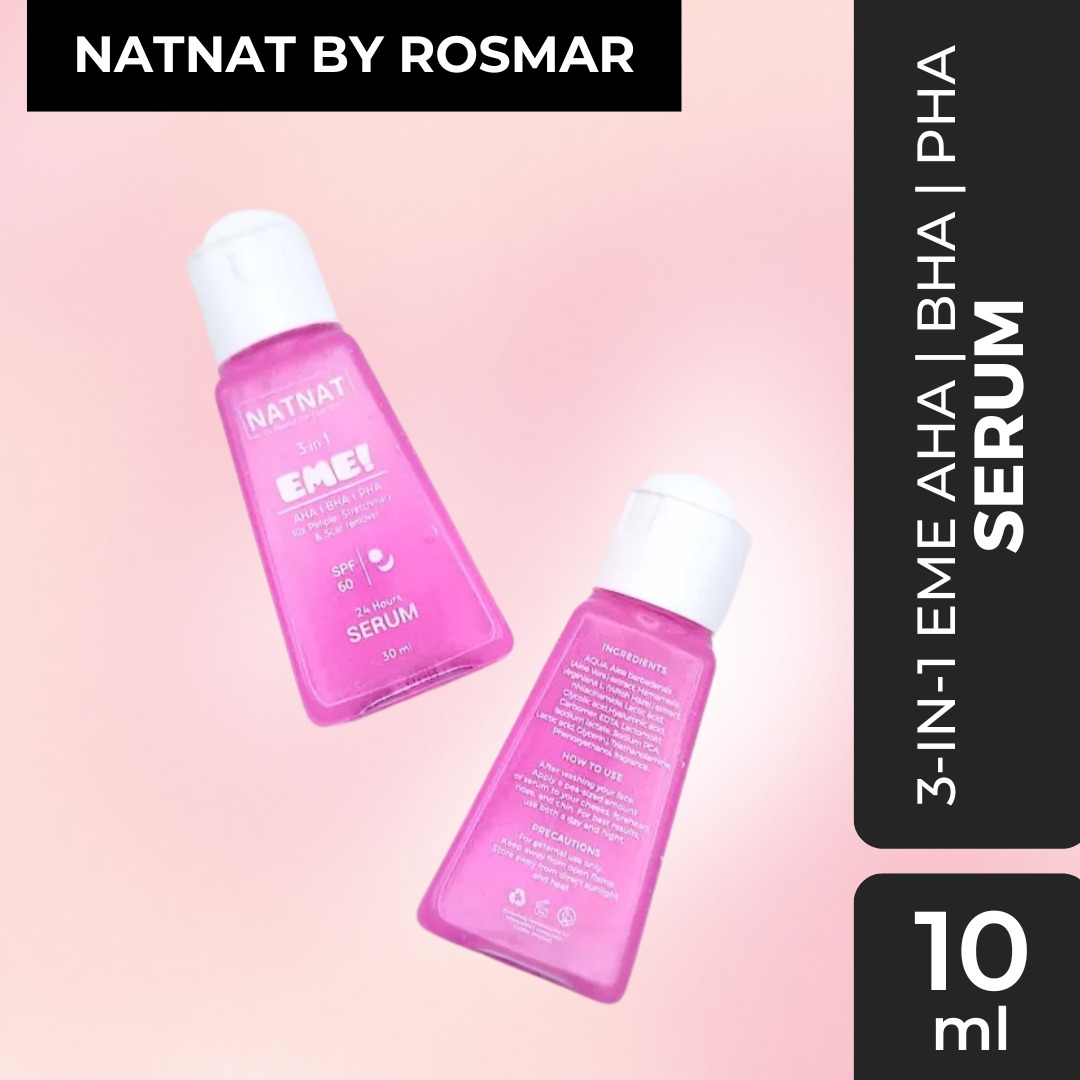 Authentic Natnat by Rosmar 3-in-1 EME! AHA BHA PHA Serum 10 ml, Beauty &  Personal Care, Face, Face Care on Carousell