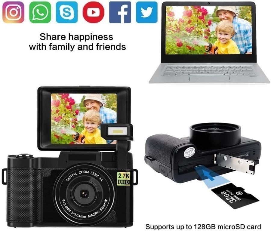 [B2849] Digital Camera 30 MP 2.7K Full HD Vlogging Camera with 3 Inch ...