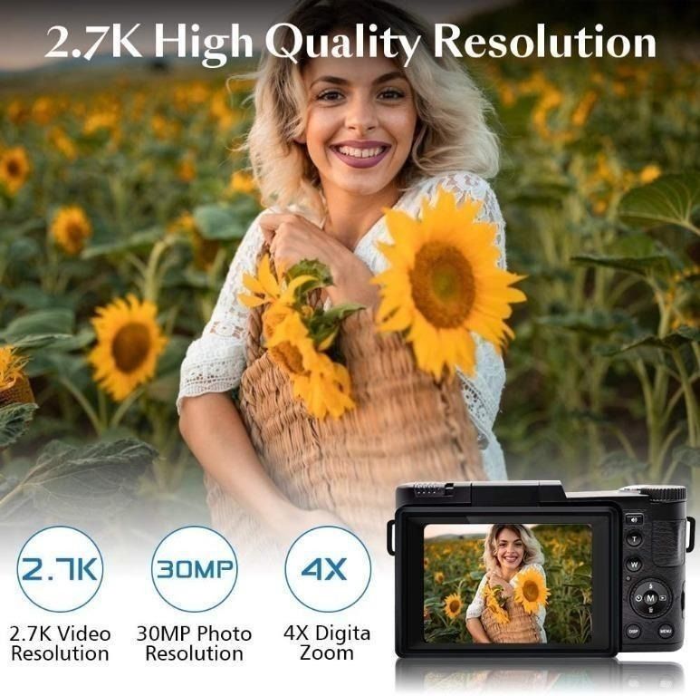 [B2849] Digital Camera 30 MP 2.7K Full HD Vlogging Camera with 3 Inch ...