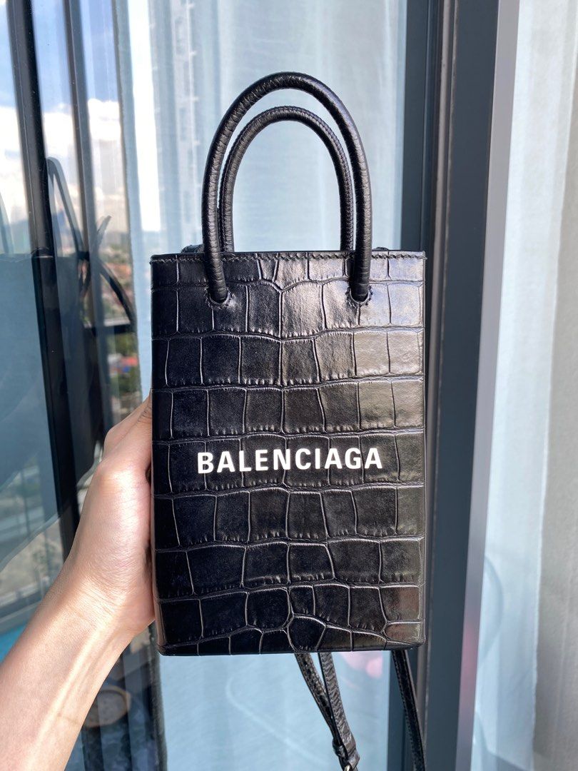 Balenciaga Hourglass Small CrocodileEmbossed TopHandle Bag  Neiman Marcus