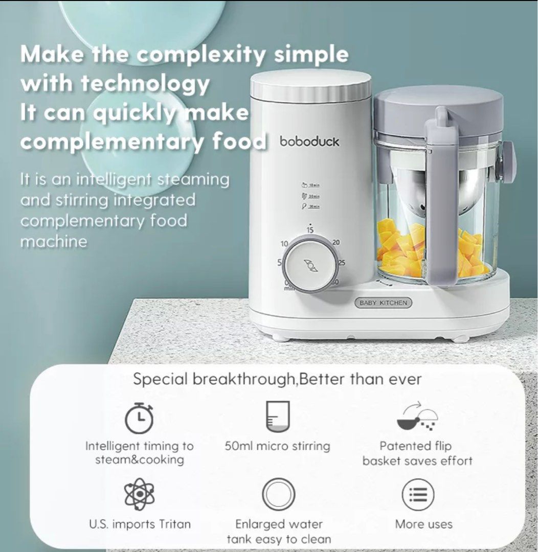 Boboduck 4 in 1 Baby Food Processor Maker Blender Heater Steamer