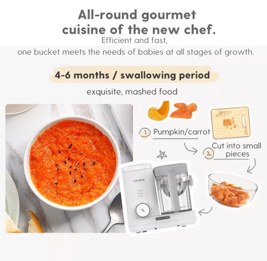 Boboduck 4 in 1 Baby Food Processor Maker Blender Heater Steamer