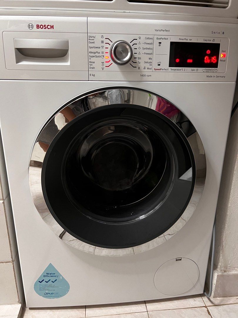 BOSCH 9KG FRONT LOAD WASHING MACHINE WAW28480SG, TV & Home Appliances