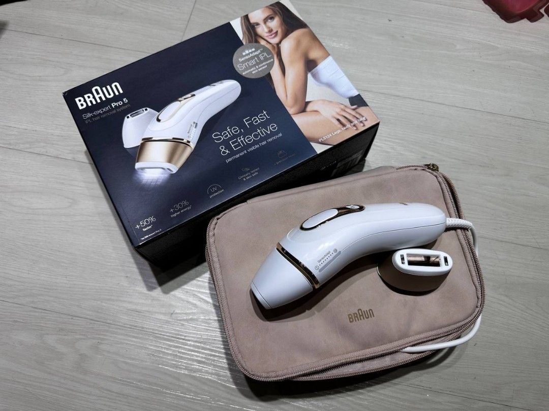 Braun IPL Silk·expert Pro 5 PL5347 Latest Generation IPL for Women and Men,  At-Home Hair Removal System, White and Gold, with Wide Head and Two