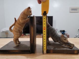 Cat Bookends Wooden Base