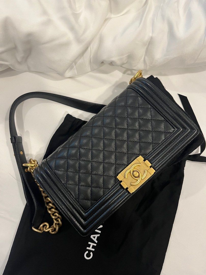 Chanel Boy Medium Caviar Black Gold Hardware