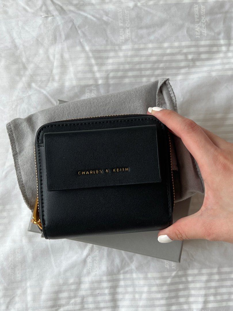 (Charles & Keith)Front Flap ZipAround the Mini Wallet in Black, Women