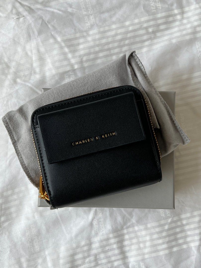 (Charles & Keith)Front Flap ZipAround the Mini Wallet in Black, Women