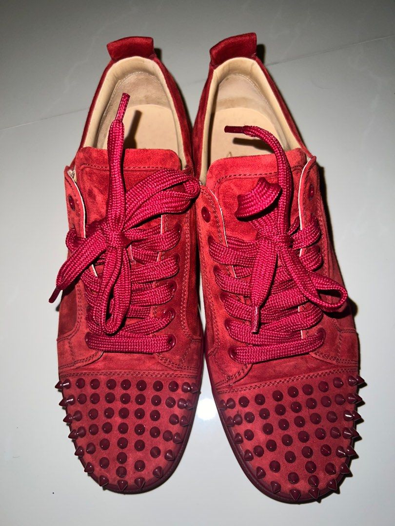 Christian Louboutin eur 43 red junior spikes Men s Fashion Footwear Sneakers on Carousell