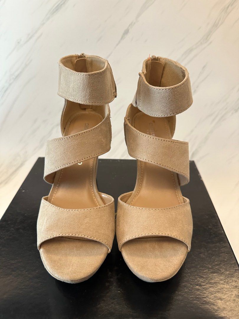 Christian Siriano Suede Nude Wedges Heels by Payless Fesyen