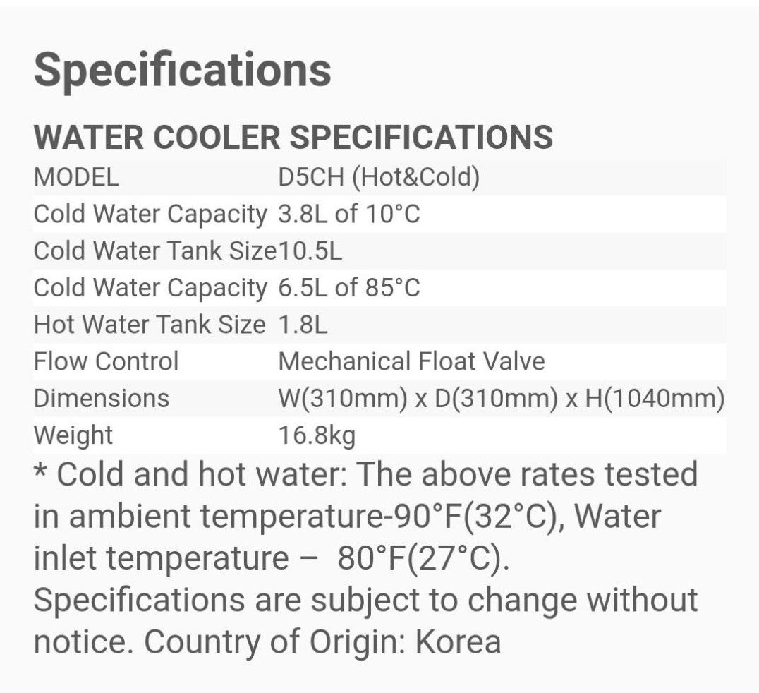 Clover water dispenser, TV & Home Appliances, Kitchen Appliances, Water