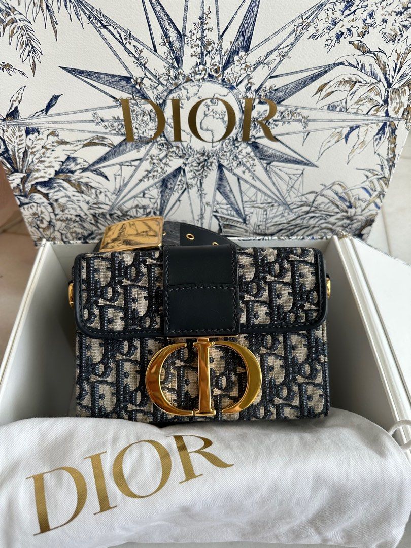 Dior 30 Montaigne Shoulder Bag Dior Oblique Jacquard Blue in Canvas with  Gold-tone - GB