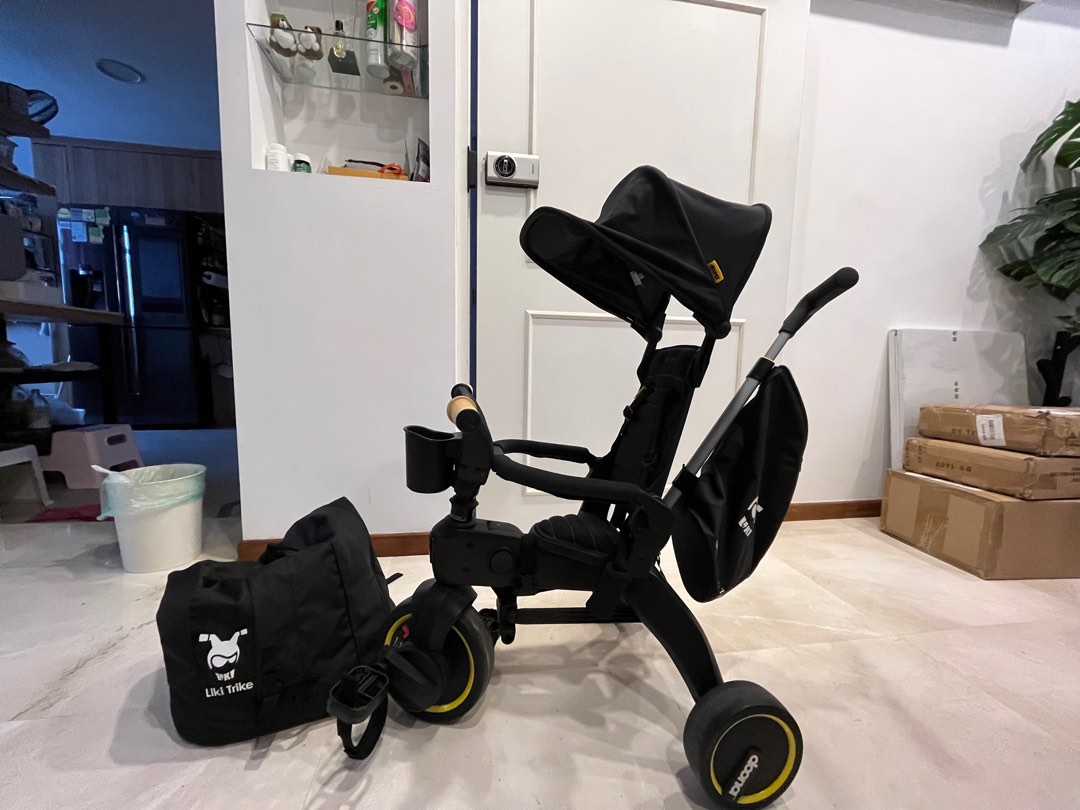 Doona Liki Trike S5 Black Full Set, Babies & Kids, Going Out, Strollers ...