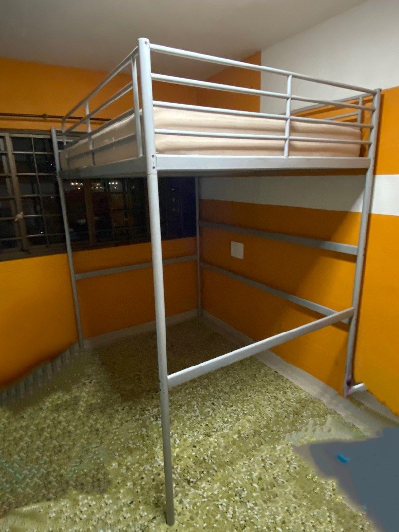 IKEA Double size loft bed frame + mattress, Furniture & Home Living