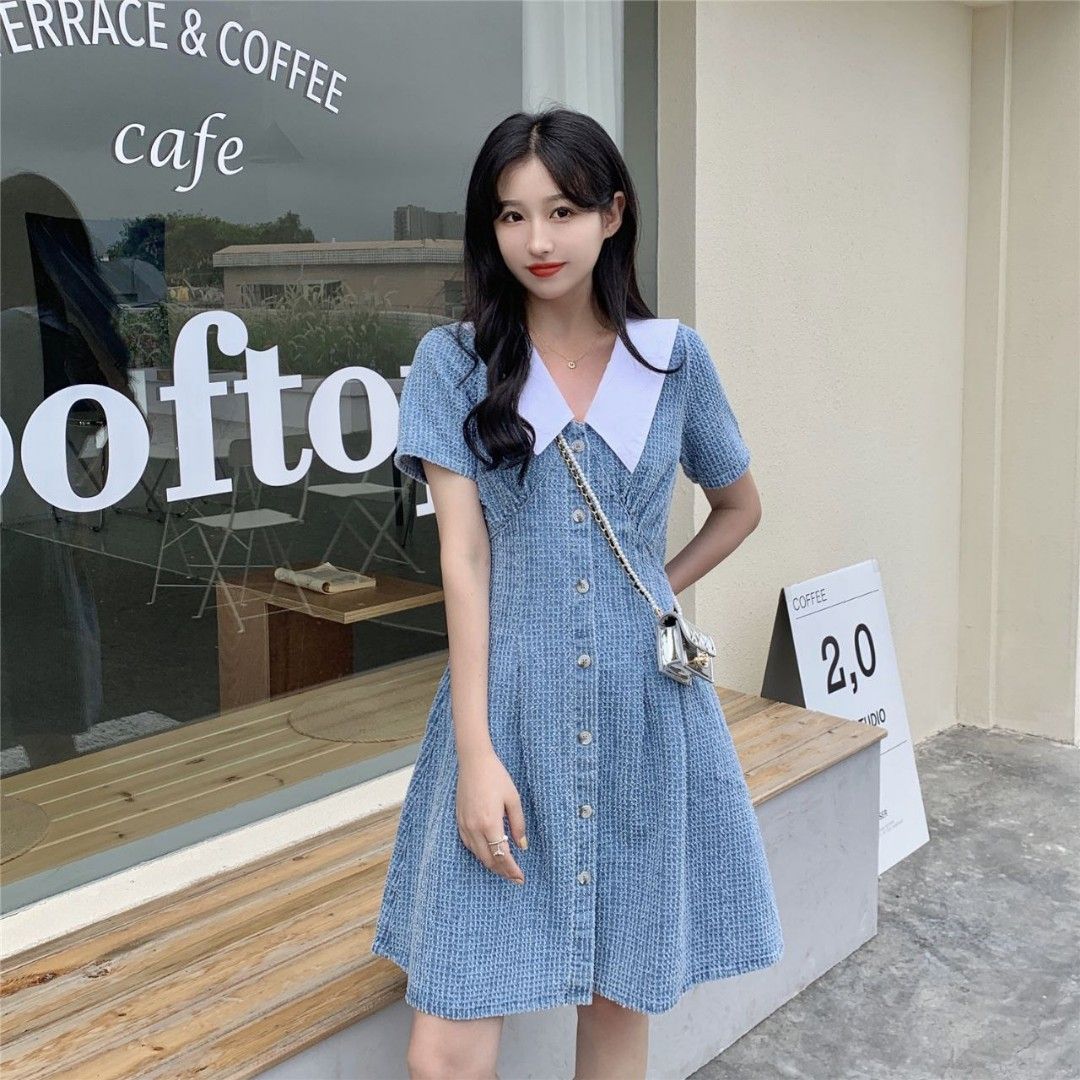 Korean denim online dress outfit