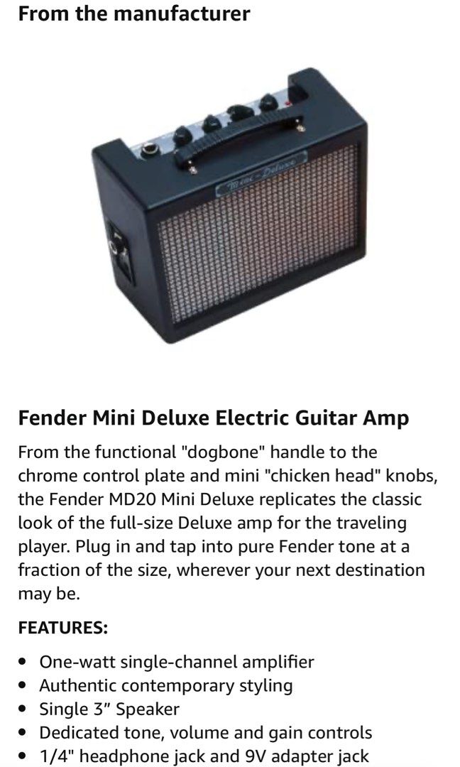 Fender mini deluxe electric guitar amp deals