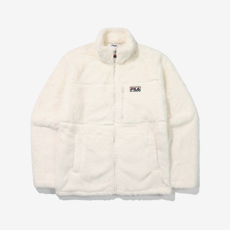 FILA UNI STAN NECK SILKY BOA FLEECE (CREAM), 女裝, 外套及戶外衣服- Carousell