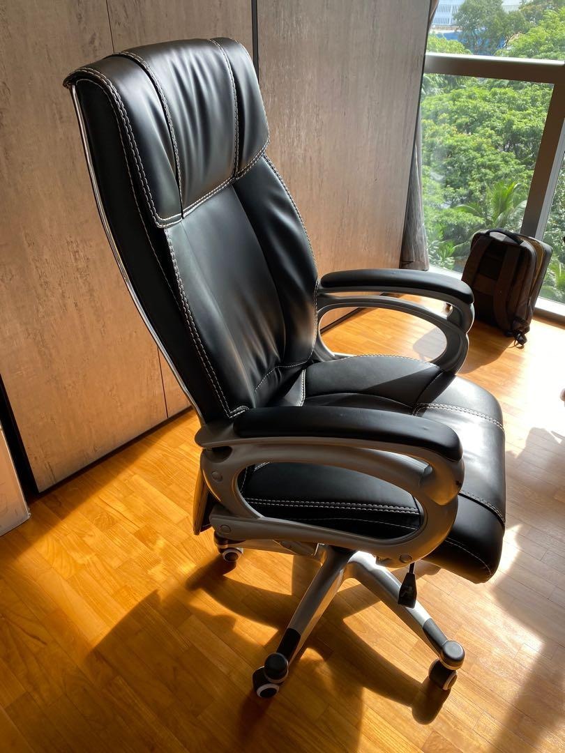 Full Leather Office Chair (Adjustable), Furniture & Home Living