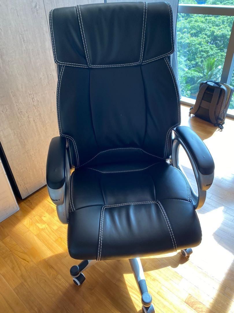 Full Leather Office Chair (Adjustable), Furniture & Home Living
