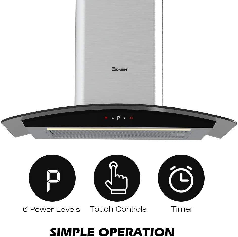 black cooker hood 60cm curved glass